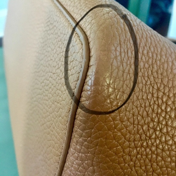 TORY BURCH LEATHER PERRY TOTE - BARK & GOLD - Picture 8 of 8